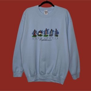 Vintage Nova Scotia Lighthouse Nature Outdoors Ocean Sea Wildlife Crewneck Sweat
